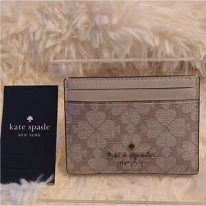 New Kate Spade Beige Card Holder Flower